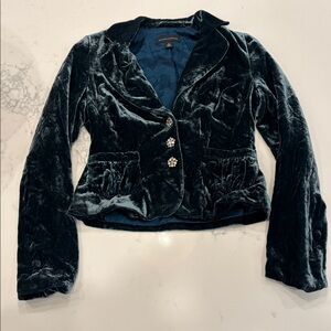 💎 Banana Republic Dark Teal Velvet Blazer – Women’s Size 0 ✨